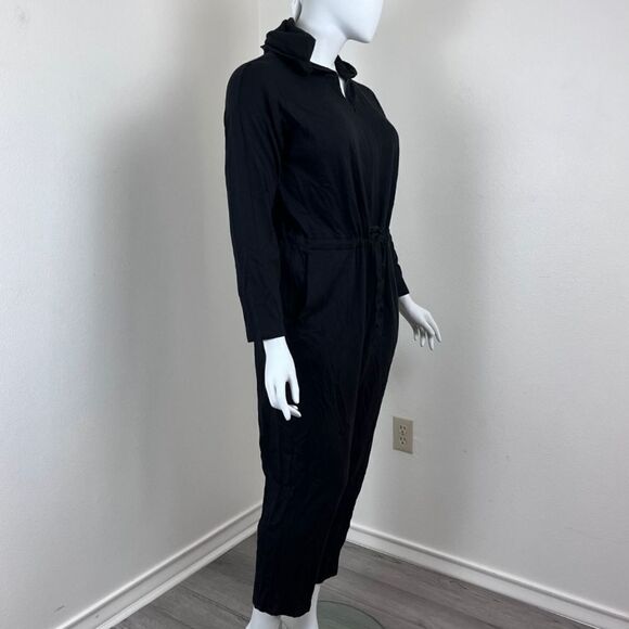 Eileen Fisher Black The Hug Women Size XL Brushed Terry NEW Loungewear Jumpsuit - Picture 4 of 13